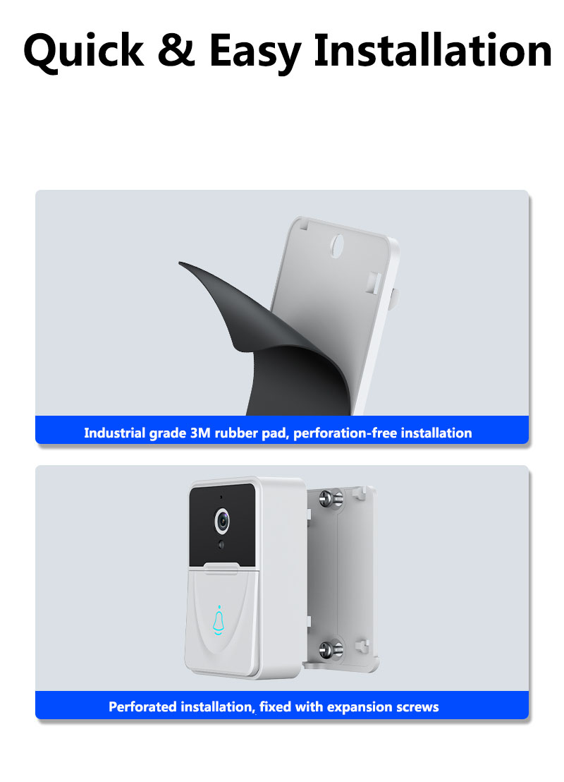 Drahtlose WLAN-Smart-Türklingel mit Intercom-Funktion und Videokamera
