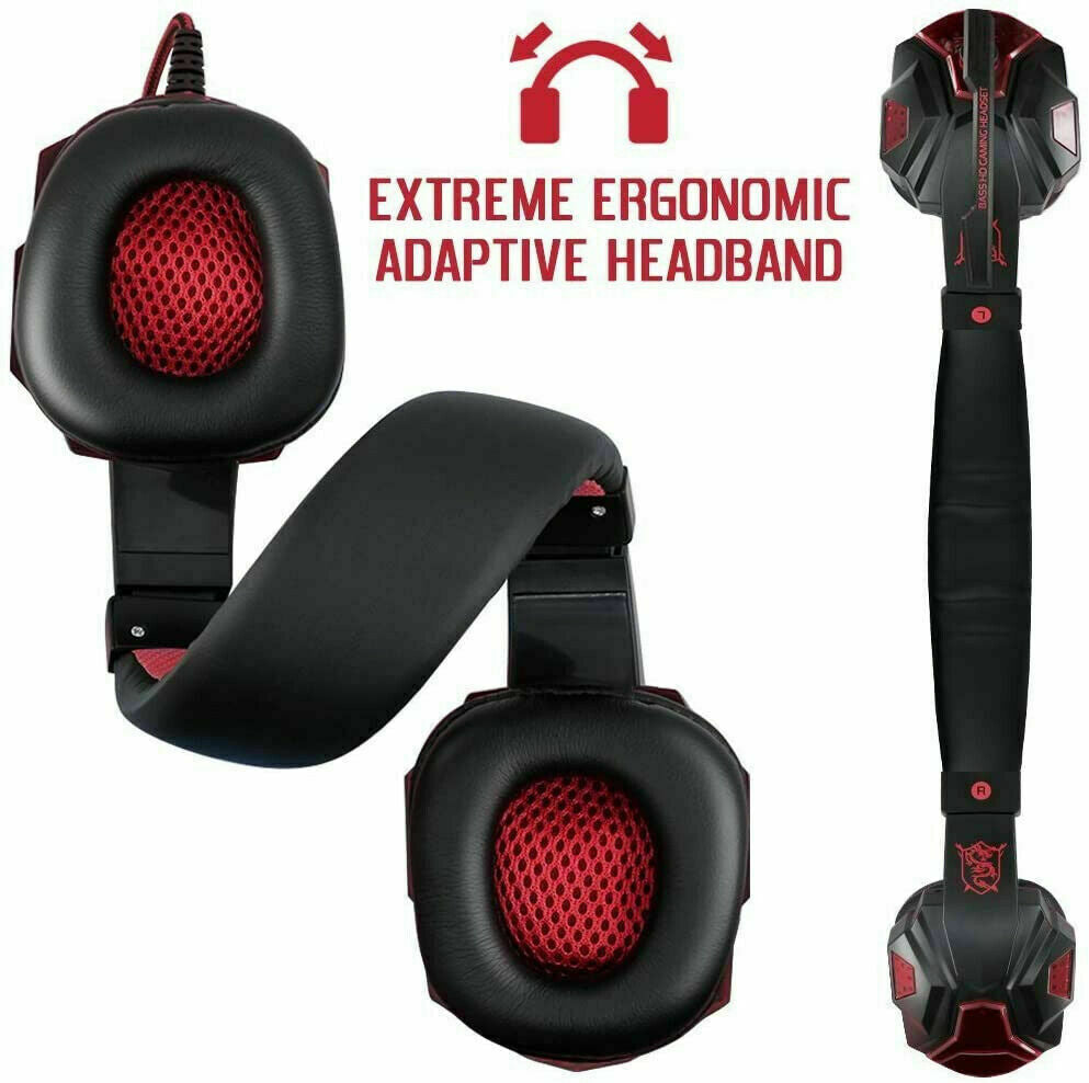 3,5-mm-Gaming-Headset mit Mikrofon, LED-Beleuchtung, Stereo-Bass-Surround-Sound für PC