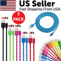 Charging Data Cable 5 Pack 3/6/10ft Charger Nylon Braided For Apple