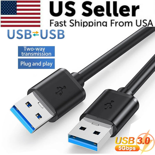Cable USB 3.0 A Macho a A Macho Transferencia de Datos Súper Velocidad Cargador de Corriente