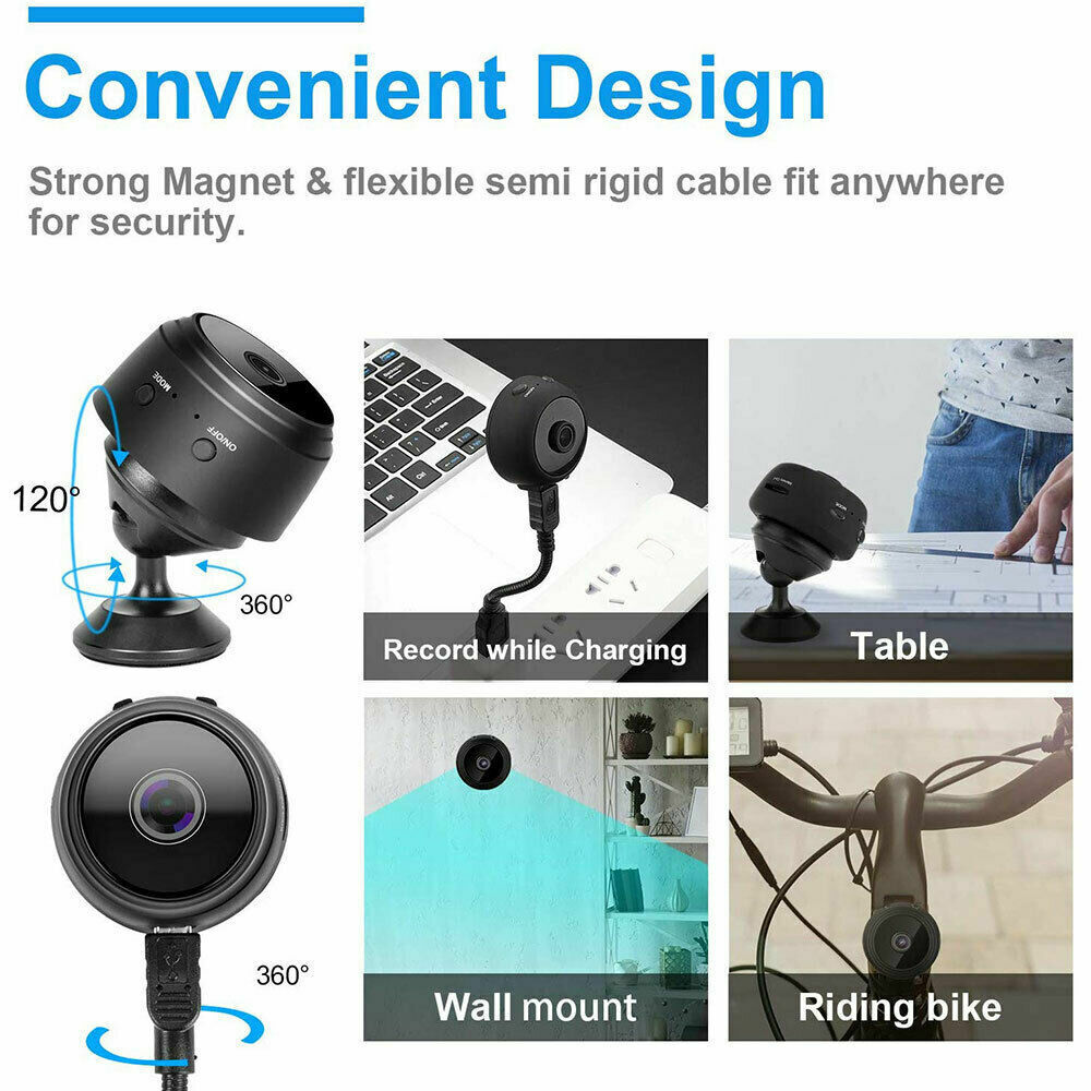 Mini WLAN Versteckte Kamera IP Überwachungskamera DVR Nachtsicht HD