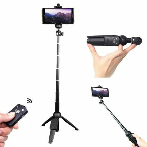 Trípode con palo selfi de 101,6 cm con control remoto Bluetooth portátil para iPhone y