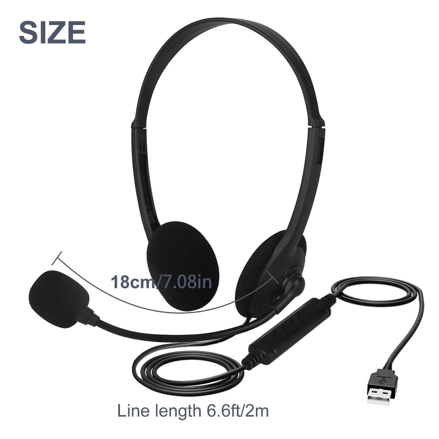 USB-Headset Kopfhörer mit Mikrofon Rauschunterdrückung für PC Computer