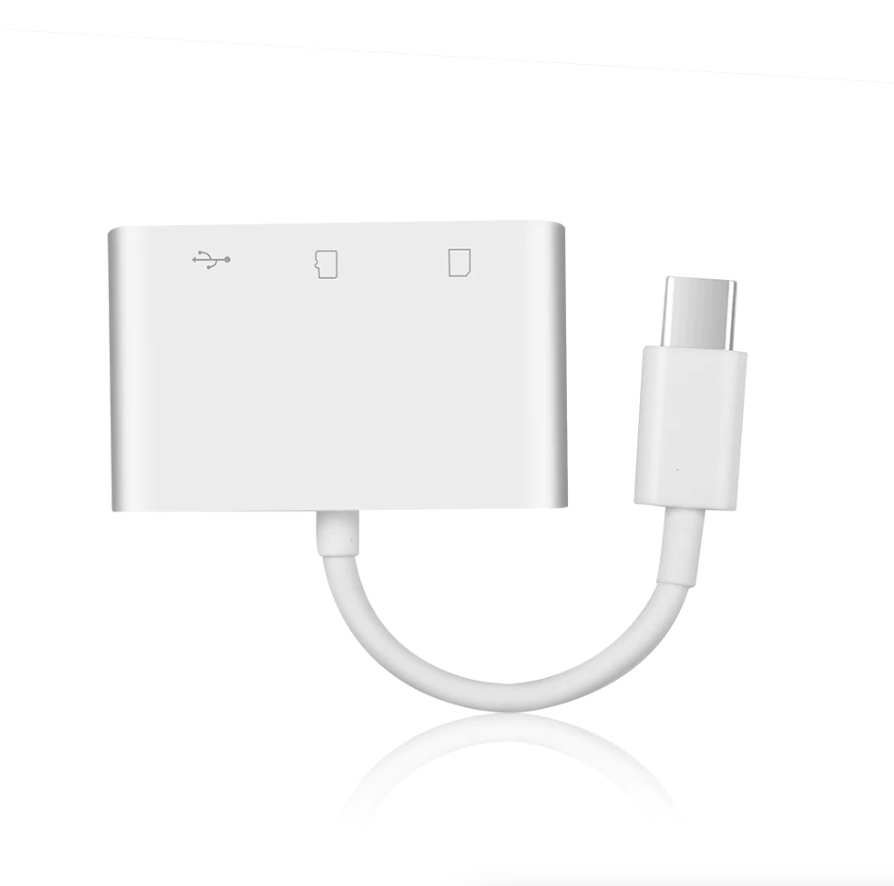 Concentrador convertidor USB C 3 en 1 Adaptador tipo C Lector de tarjetas SD para MacBook