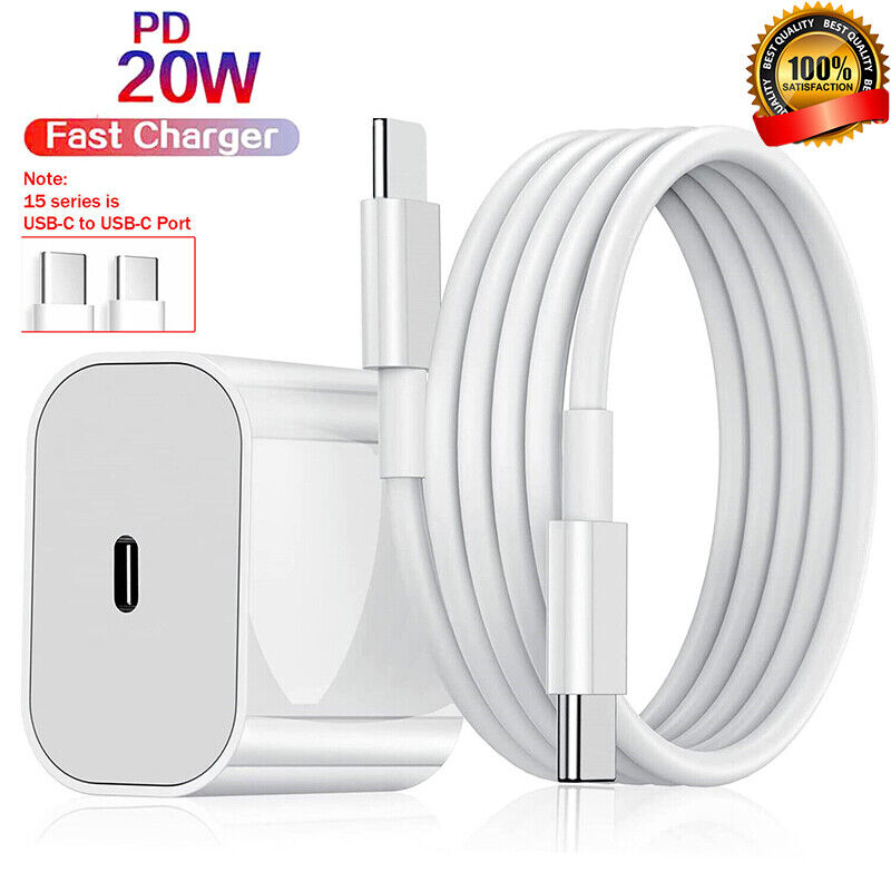 Cargador superrápido USB C de 20 W con cable PD a tipo C para iPhone 15 y iPad