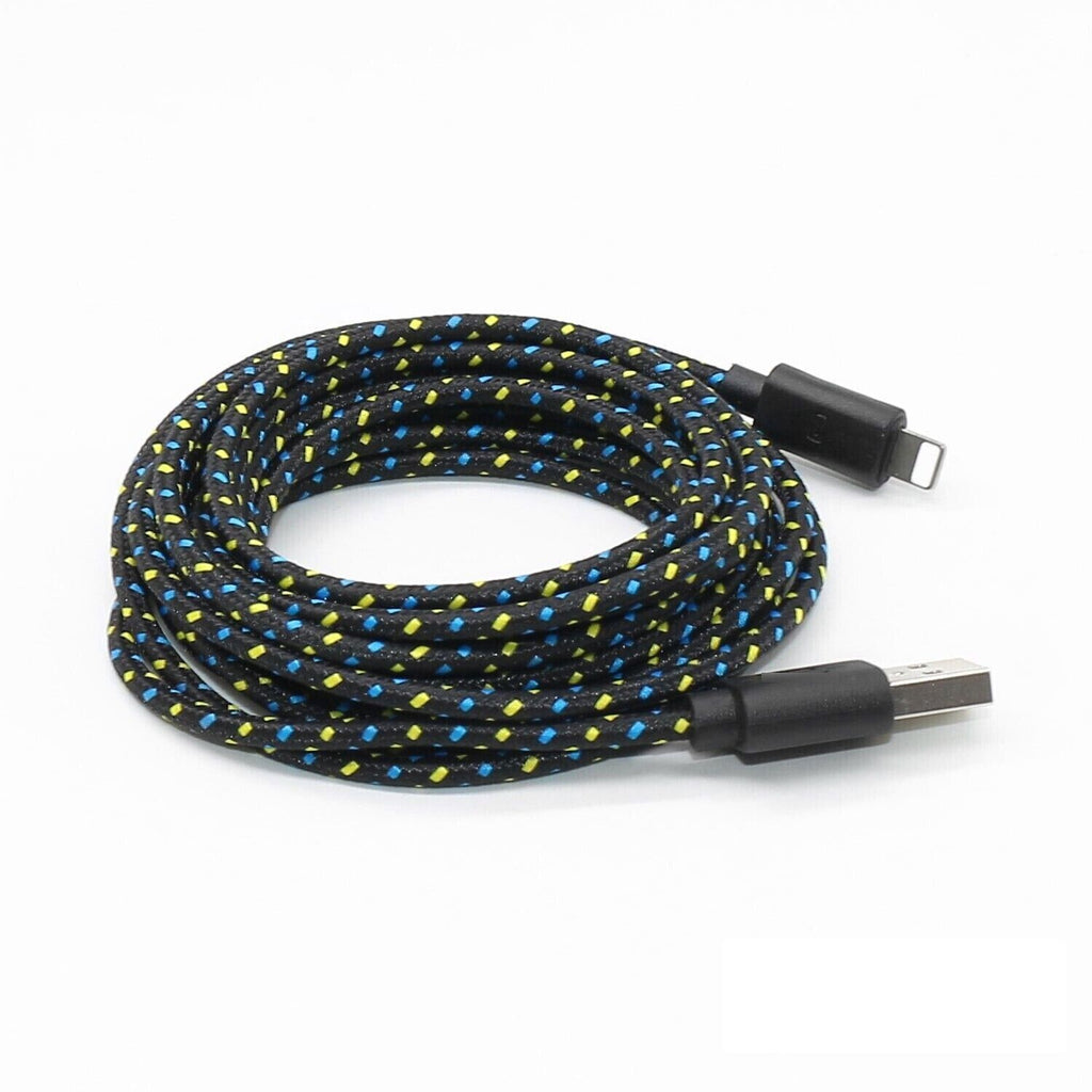 Charging Data Cable 5 Pack 3/6/10ft Charger Nylon Braided For Apple