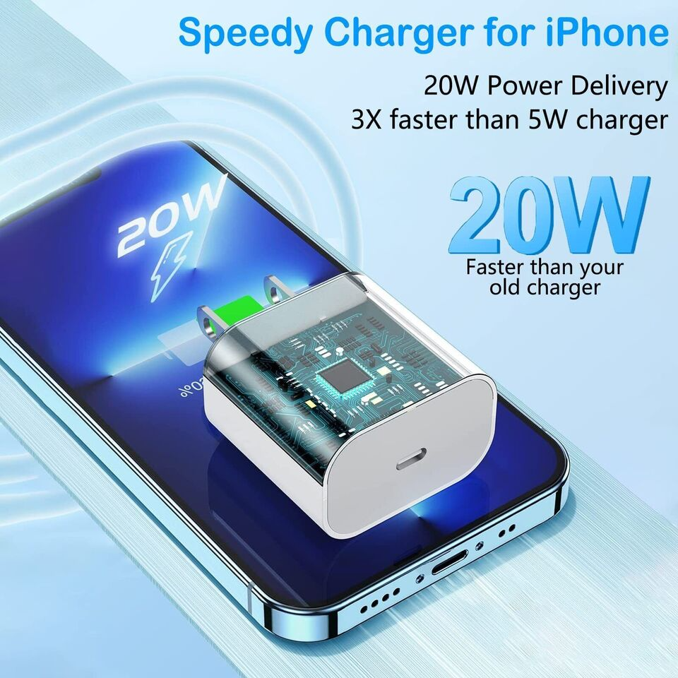 Cargador superrápido USB C de 20 W con cable PD a tipo C para iPhone 15 y iPad