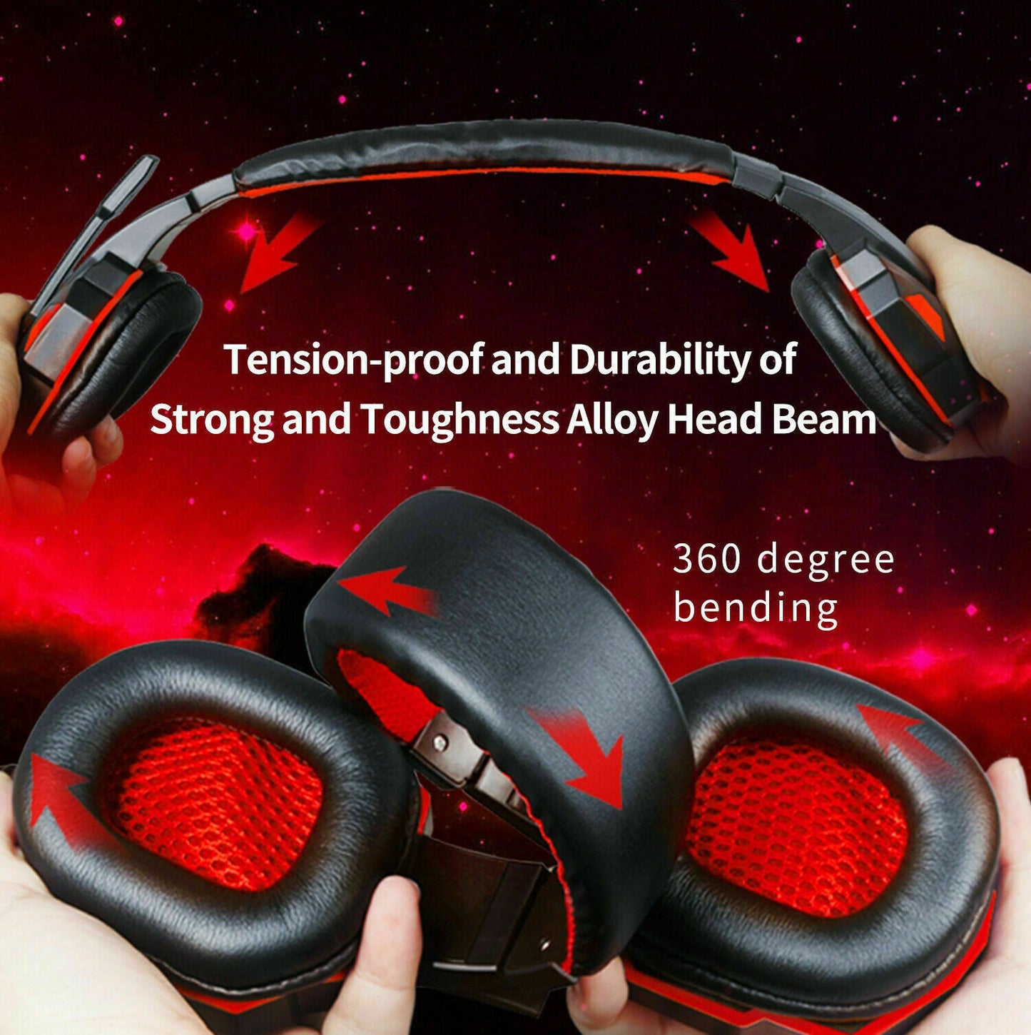 3,5-mm-Gaming-Headset mit Mikrofon, LED-Beleuchtung, Stereo-Bass-Surround-Sound für PC