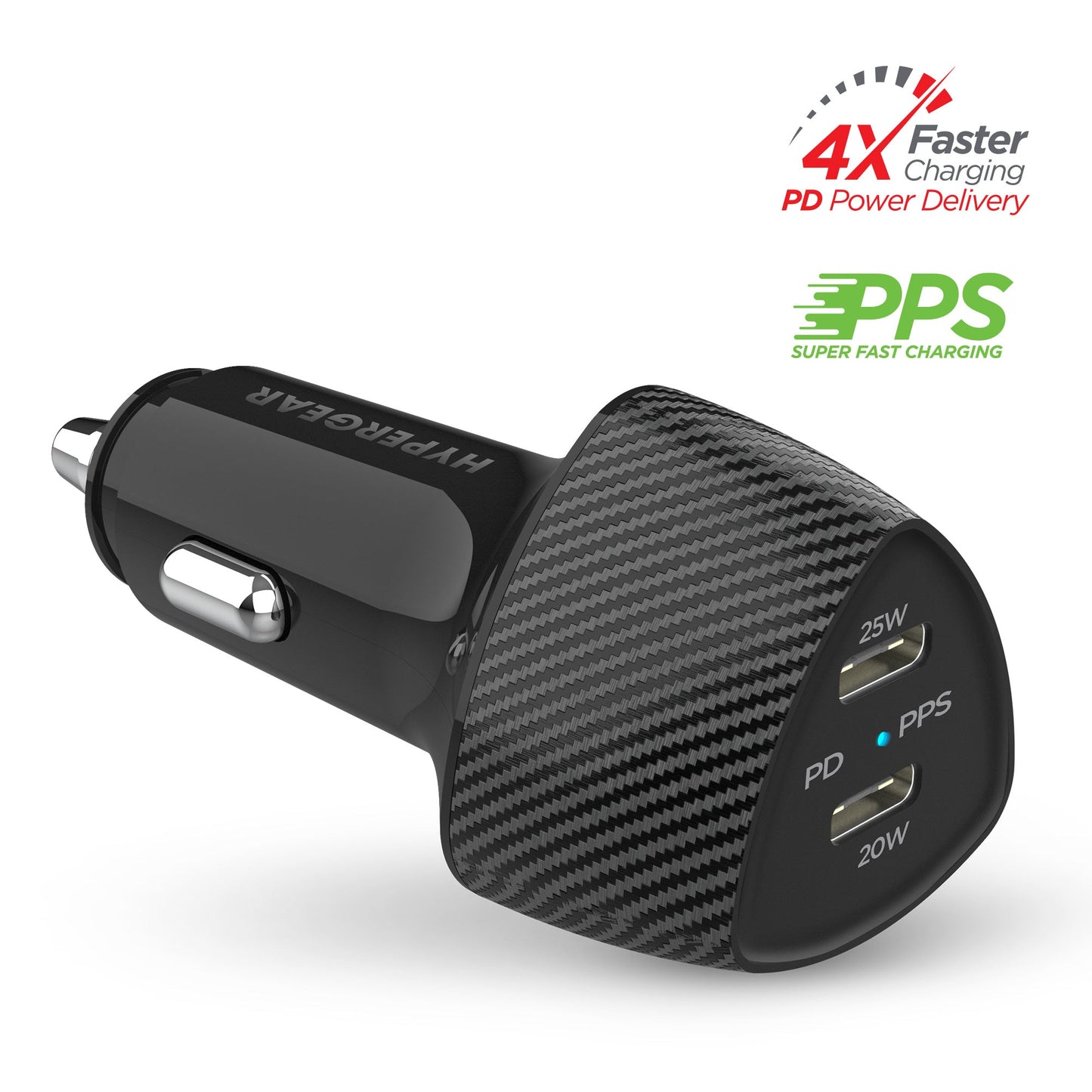 Cargador de coche HyperGear SpeedBoost de 45 W con doble salida PD para múltiples dispositivos