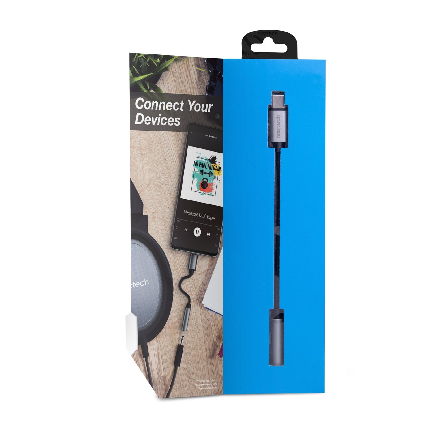Adaptador de audio Naztech USB-C a 3.5mm con función Plug and Play