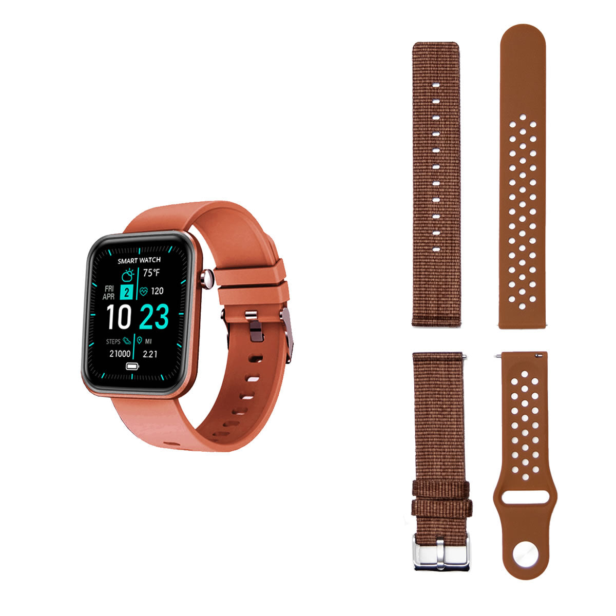 Fortschrittliche Smartwatch mit drei Armbändern und Wellness- + Aktivitäts-Tracker