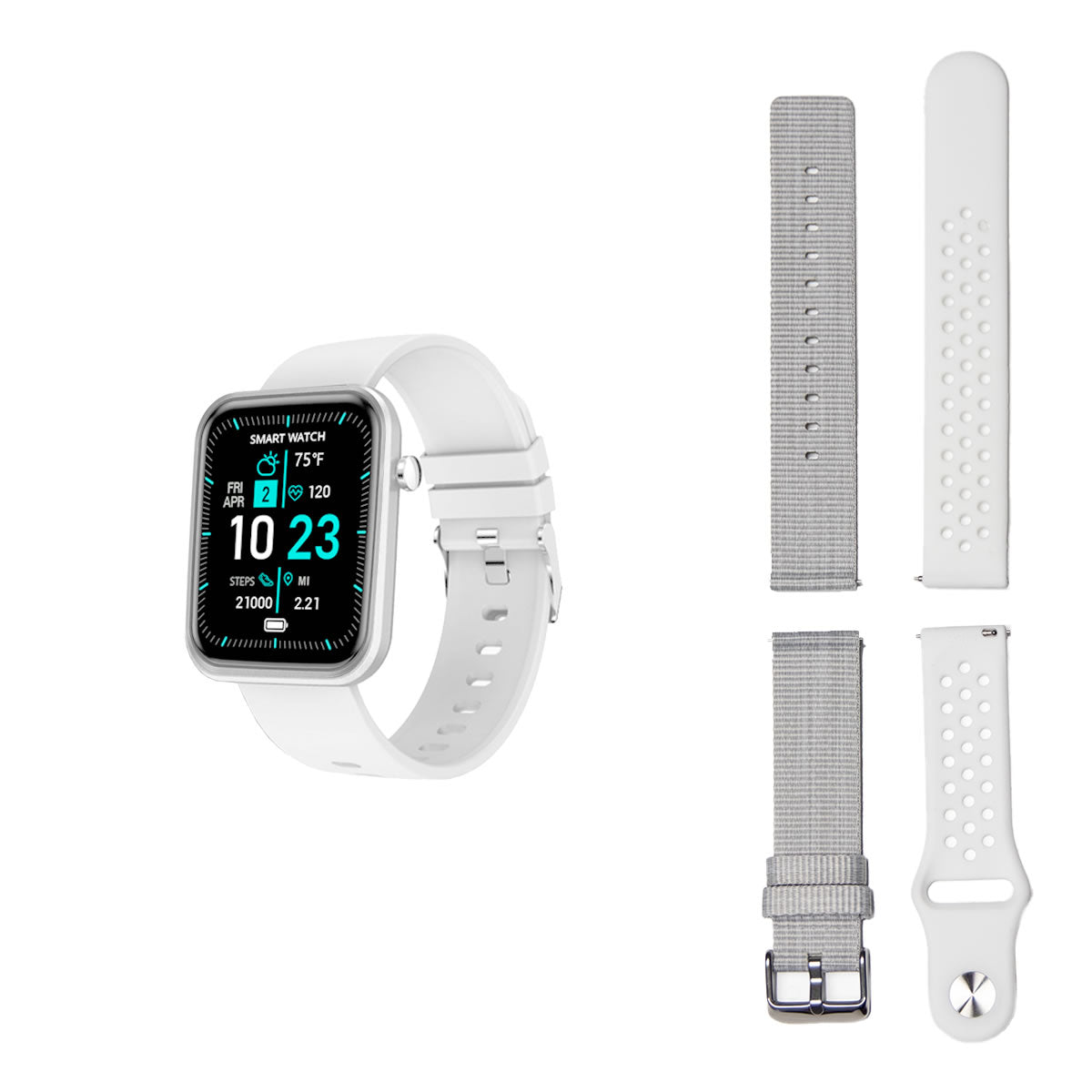 Fortschrittliche Smartwatch mit drei Armbändern und Wellness- + Aktivitäts-Tracker