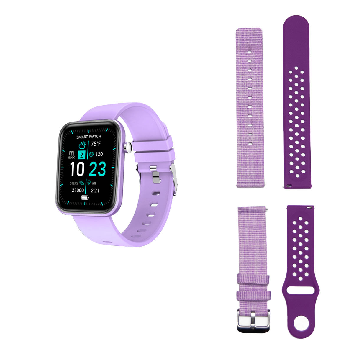 Fortschrittliche Smartwatch mit drei Armbändern und Wellness- + Aktivitäts-Tracker