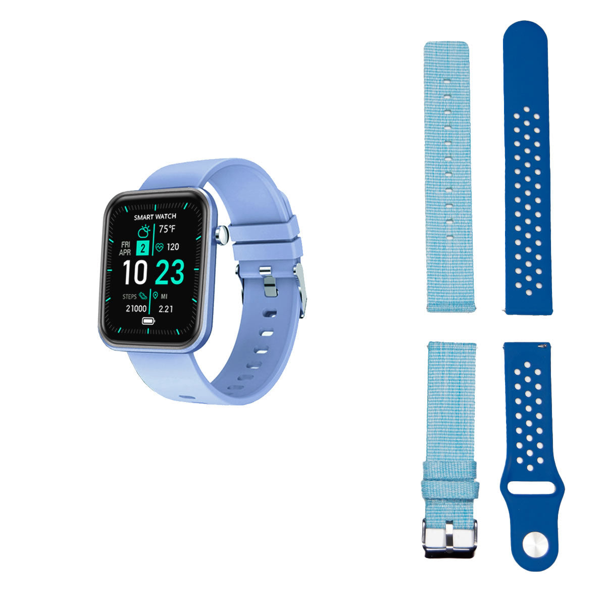 Fortschrittliche Smartwatch mit drei Armbändern und Wellness- + Aktivitäts-Tracker