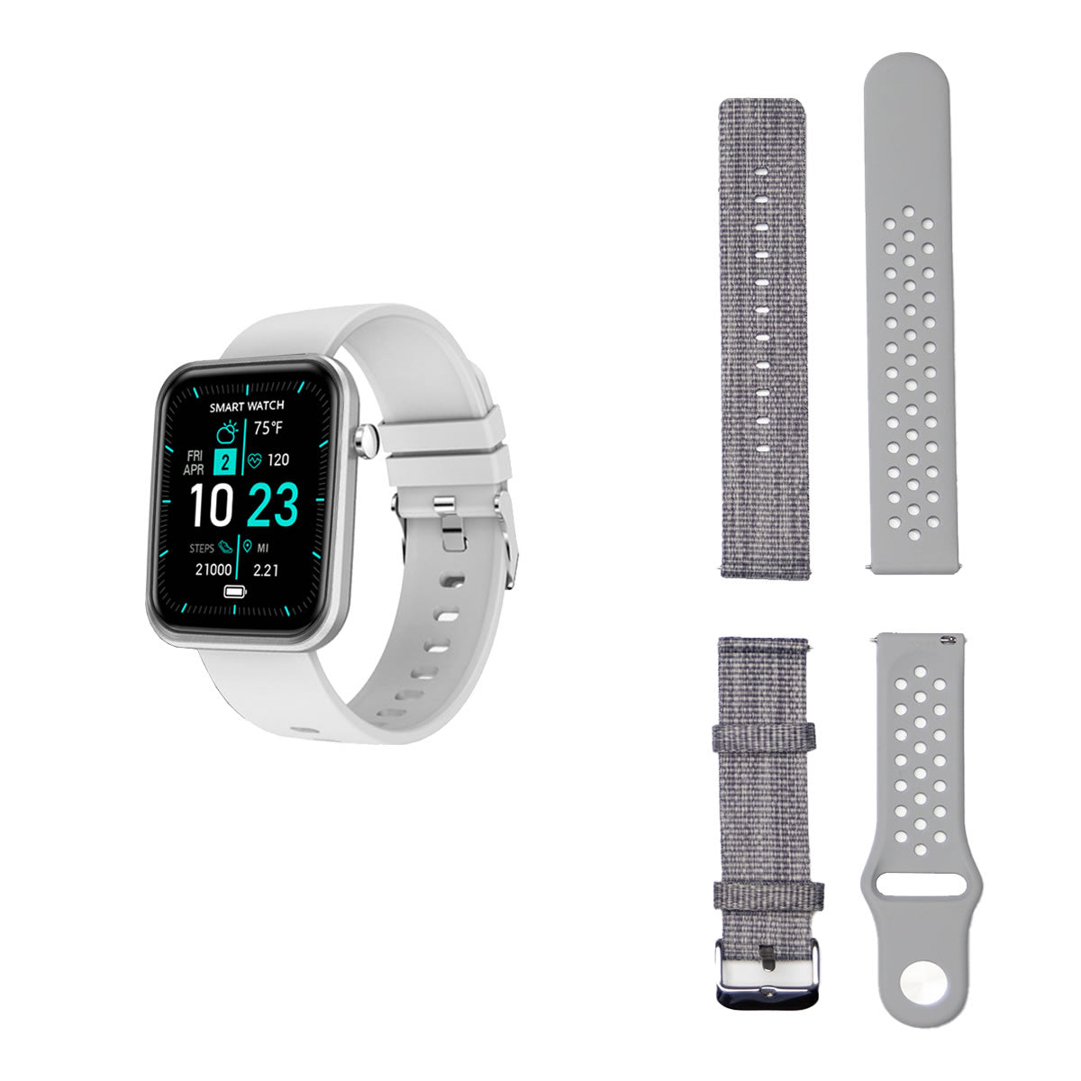 Fortschrittliche Smartwatch mit drei Armbändern und Wellness- + Aktivitäts-Tracker