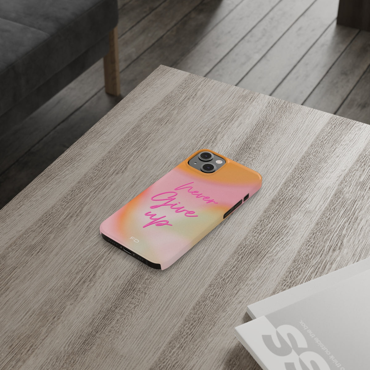 Funda delgada "Nunca te rindas" para la serie iPhone 14