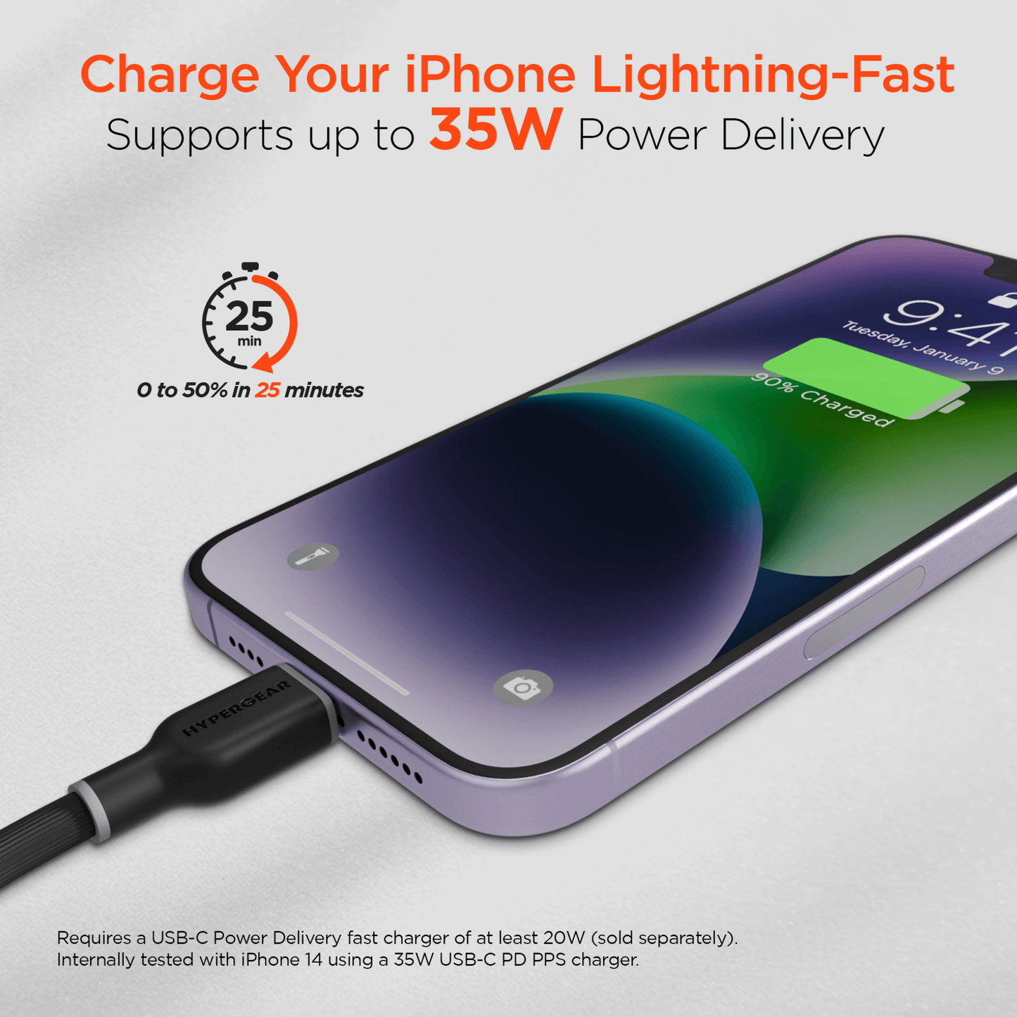 HyperGear Flexi PRO USB-C auf Lightning Kabel 3m