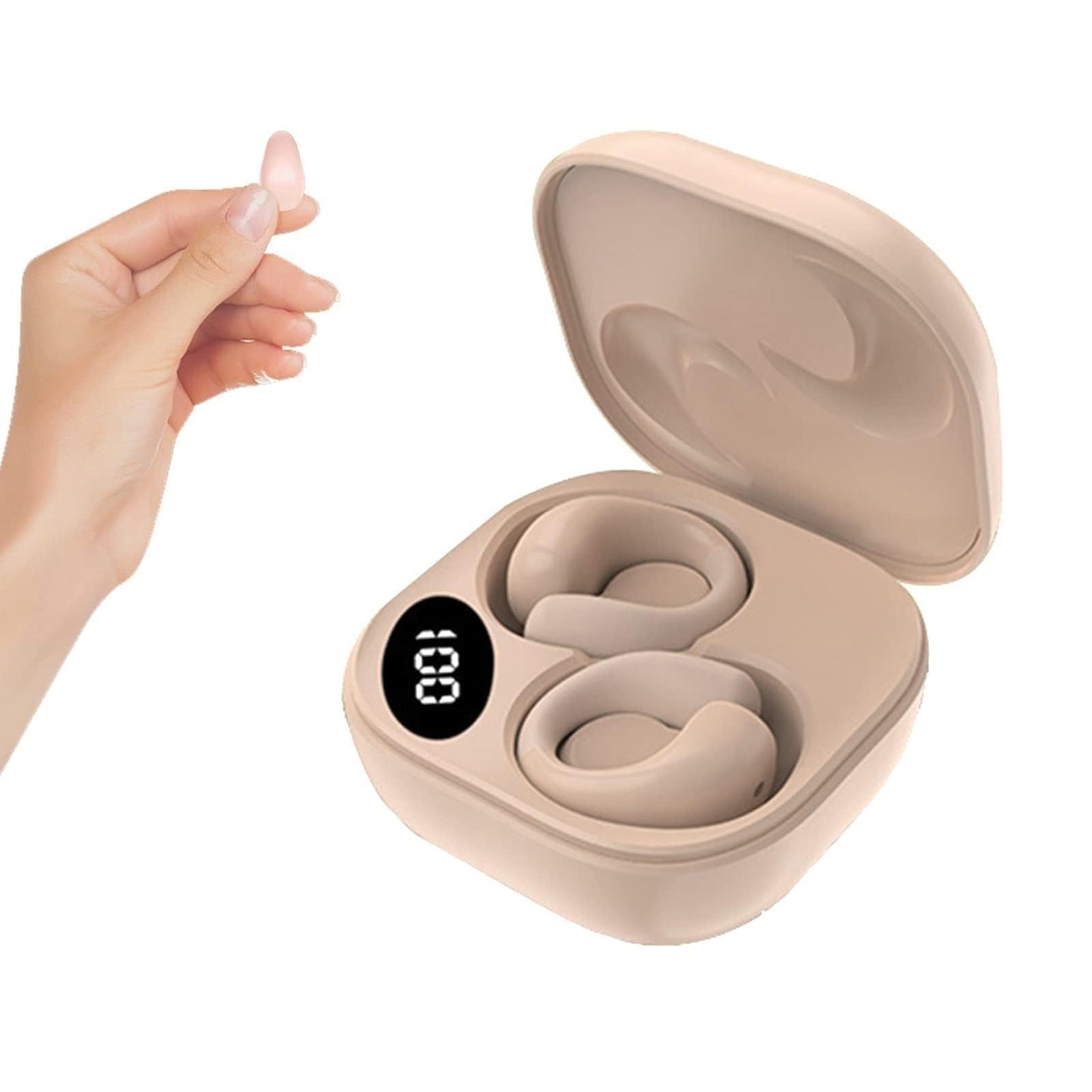 Small Clip On Open Ear Headphones Wireless Bluetooth Ear Clip Bone Conduction Conducting Headphones Headset with Mic Open Ear Bone Conduction Earbuds Head Set Head Phones Earphones
