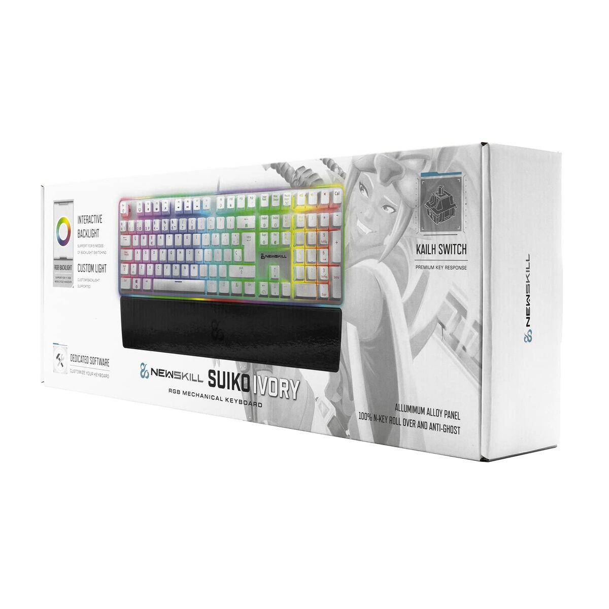 Gaming-Tastatur Newskill Suiko Ivory Spanisch Qwertz Weiß LED RGB