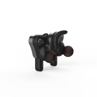 Schwarzer kabelloser Bluetooth-Sportkopfhörer mit Doppelin-Ear-Design