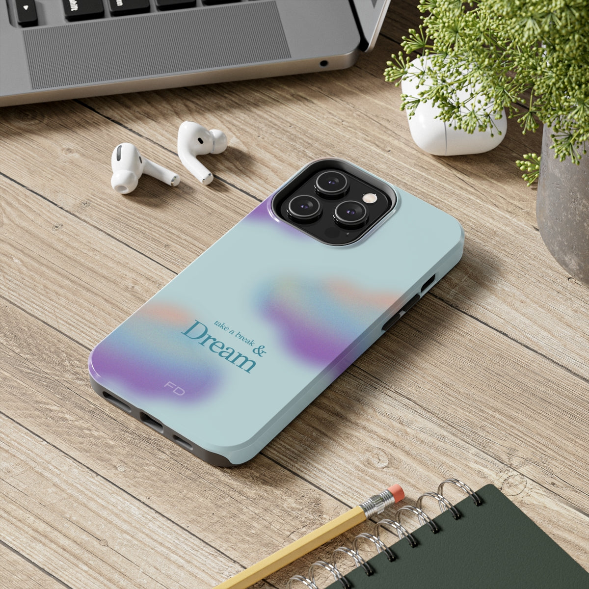 Funda para iPhone "Tómate un respiro y sueña" con carga inalámbrica