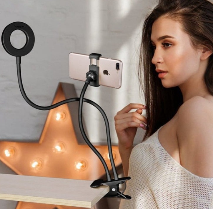 LED-Selfie-Ringlicht für Live-Übertragungen – Verstellbares Make-up-Licht – 8-cm-Ständer
