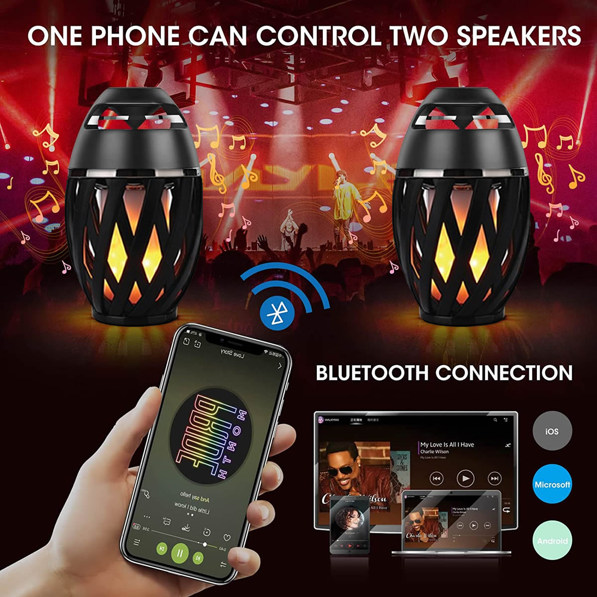 Tiki Tiki To To Outdoor-LED-Fackel mit Bluetooth-Lautsprecher