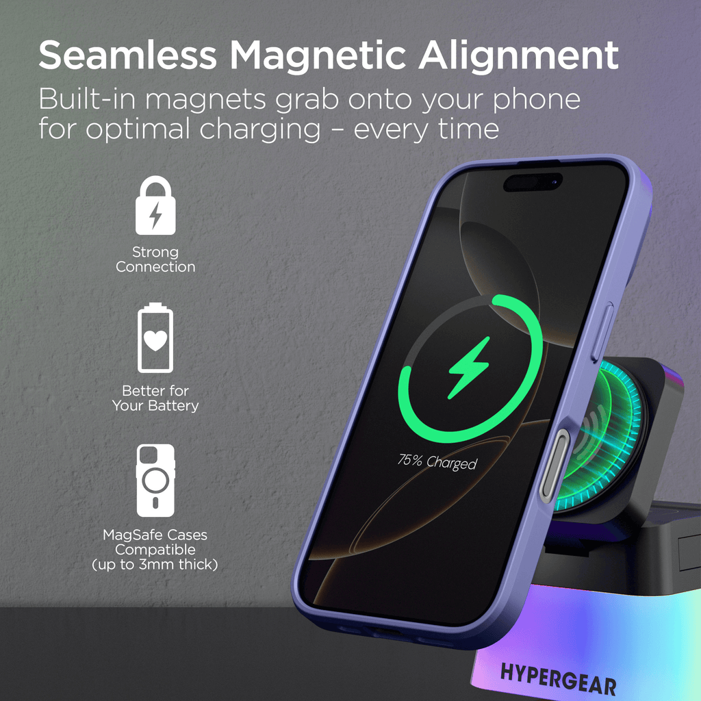 HyperGear PowerFold Cube RGB 3-in-1 Wireless Charging Stand