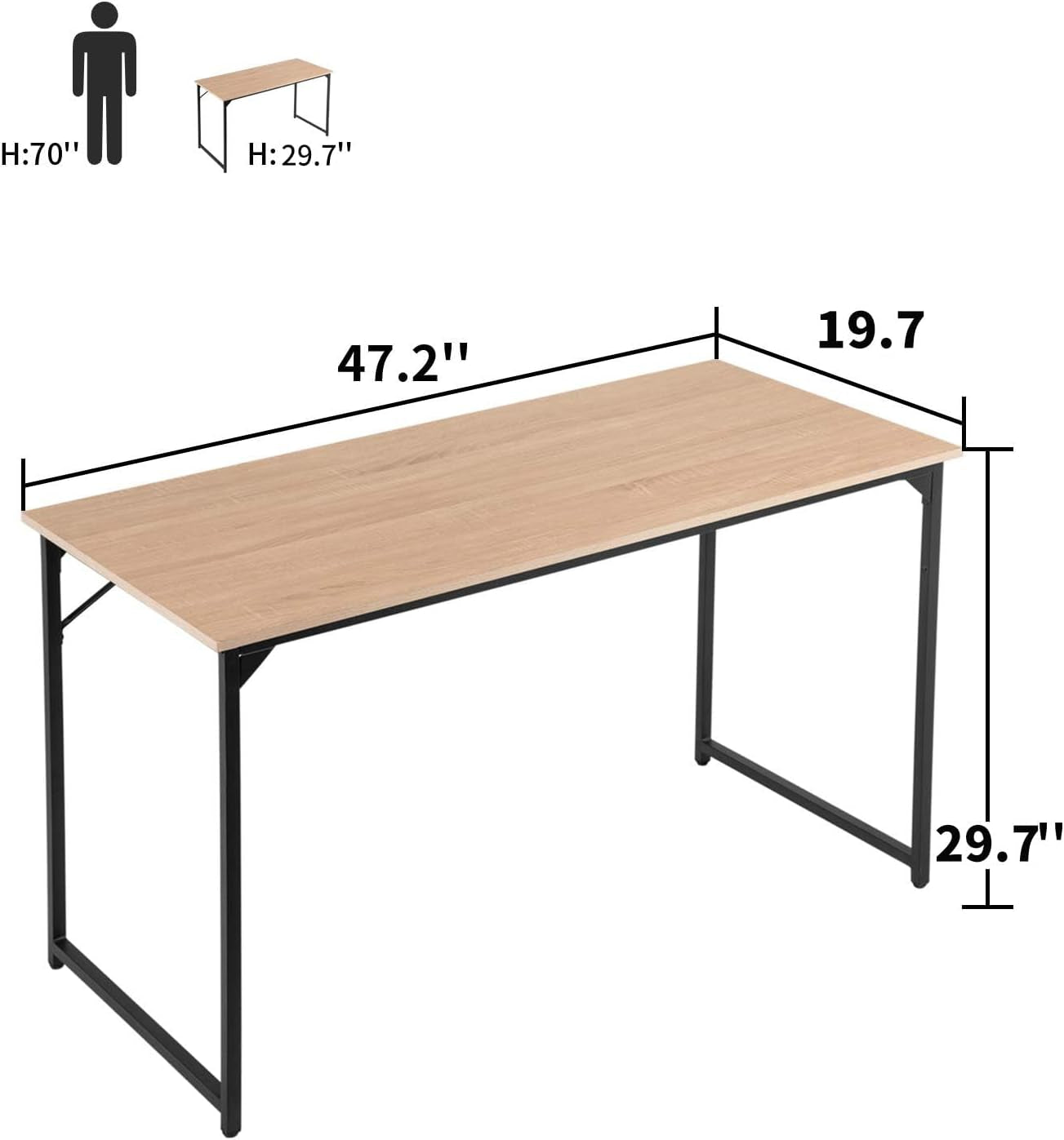 47.2-Inch Computer Desk With Metal Frame For Home Office