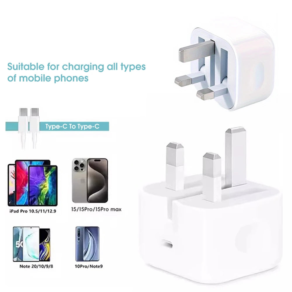 Charger With Phone Cable Mobile Phone Adapter 20W For iPhone 15 16 iPad 9 10 11 iPad Air 4 5 6 Type-C Interface