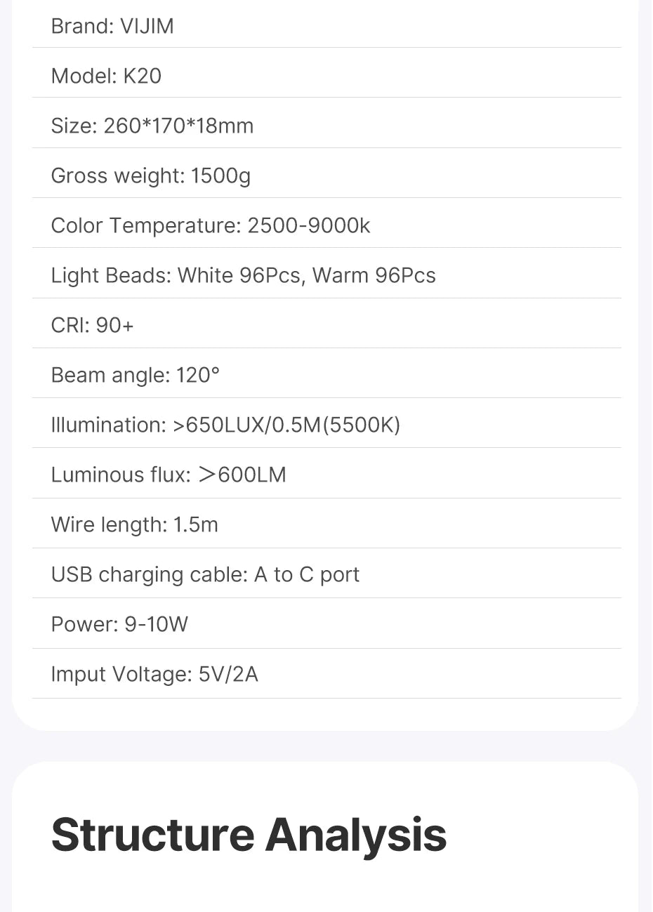 Ulanzi VIJIM K20 pro Desktop Led Panel Lights Photography Studio Lamp Fill light With Super Clamp Extend Stand for Live Stream