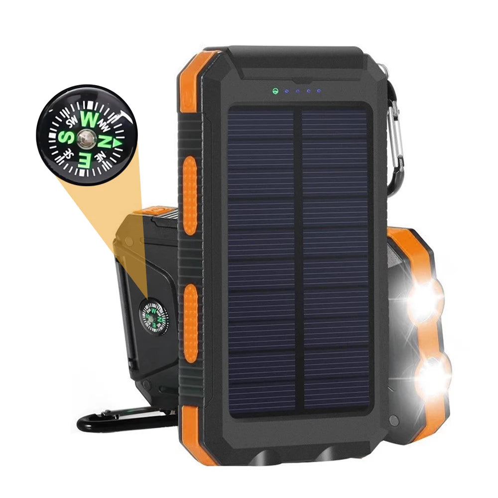 20000mAh Portable Solar Power Bank Camping External Battery Charger for Mobile Phones 2 USB/ LED Flashlights Charger