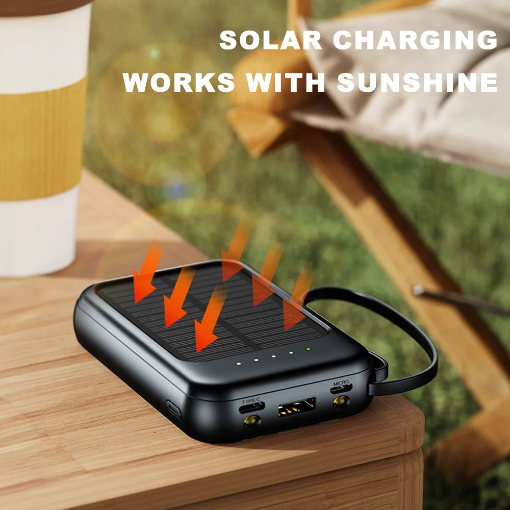 UK Stocked Solar Power Bank 20000mAh Portable Phone Charging Povew bank Outdoor External Battery Charger with LED Light for All Smartphones