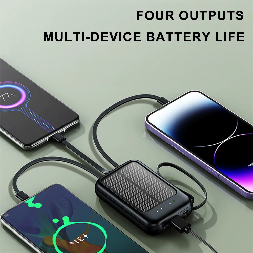 UK Stocked Solar Power Bank 20000mAh Portable Phone Charging Povew bank Outdoor External Battery Charger with LED Light for All Smartphones