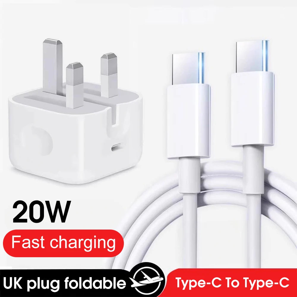 Charger With Phone Cable Mobile Phone Adapter 20W For iPhone 15 16 iPad 9 10 11 iPad Air 4 5 6 Type-C Interface