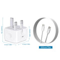 UK Plug Foldable 20W Mobile Phone Adapter With 2m Dual Type-C Mobile Phone Charging Cable