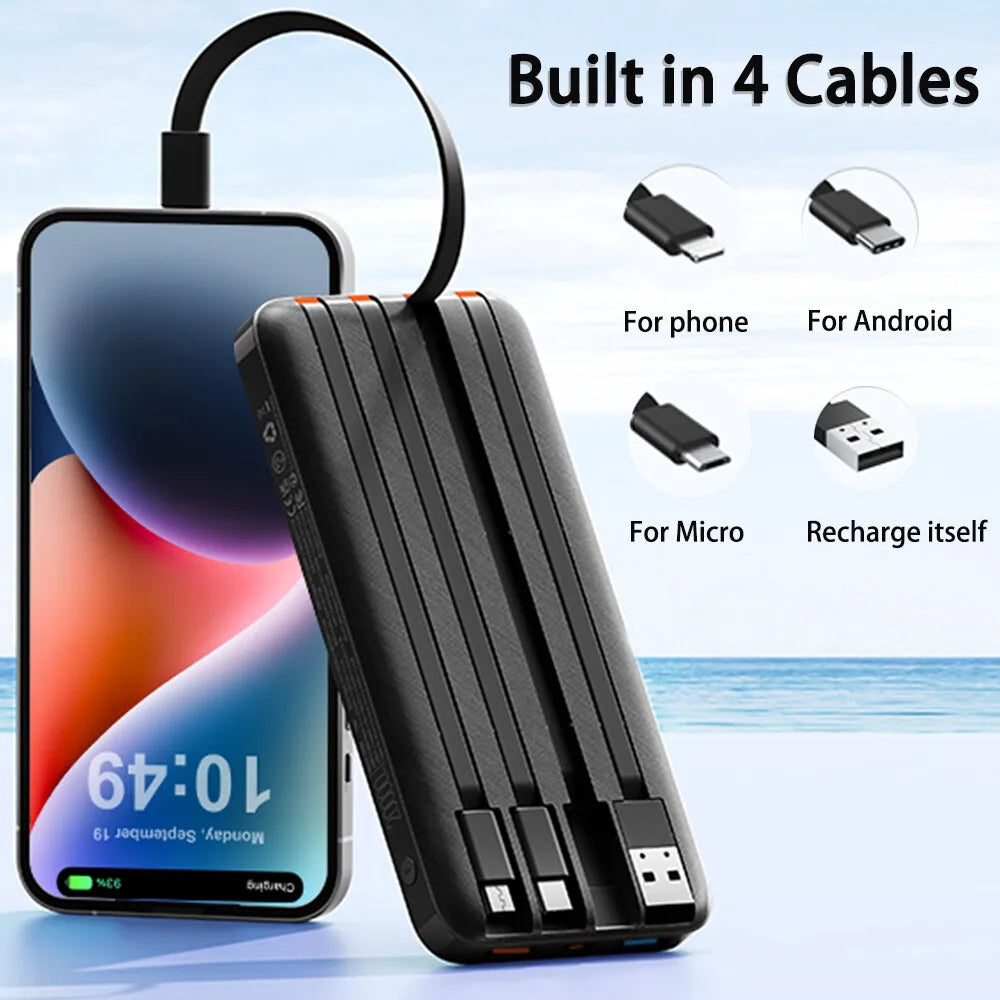 Power Bank Pack 30000mAh Fast Charger 4 USB External Battery For Mobile Phone New Arrival Fast Shipping UK