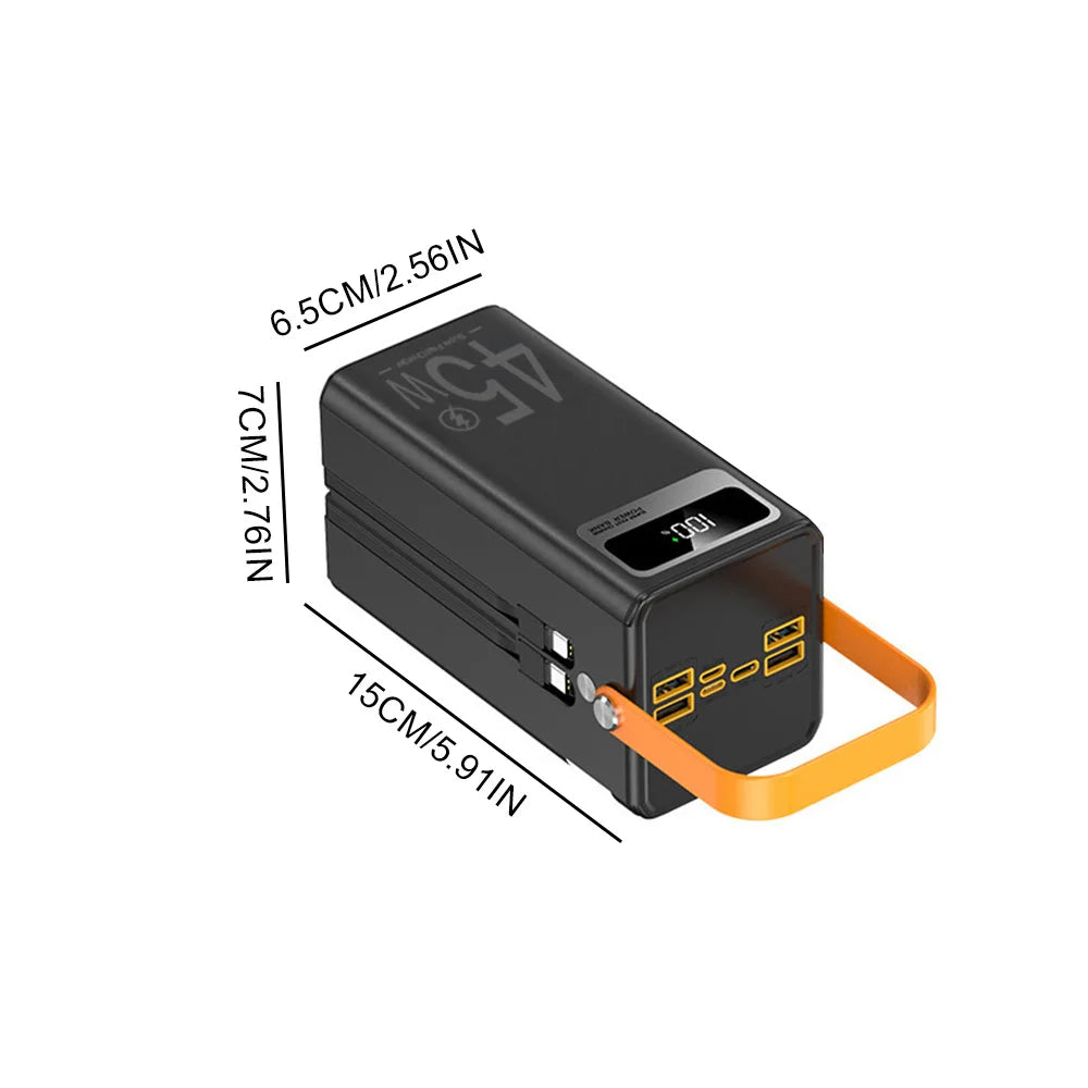 50000mAh Power Bank With Digital Display Outdoor Camping LED Light Portable Charger Fast Charging For Mobile Phone Laptop Tablet