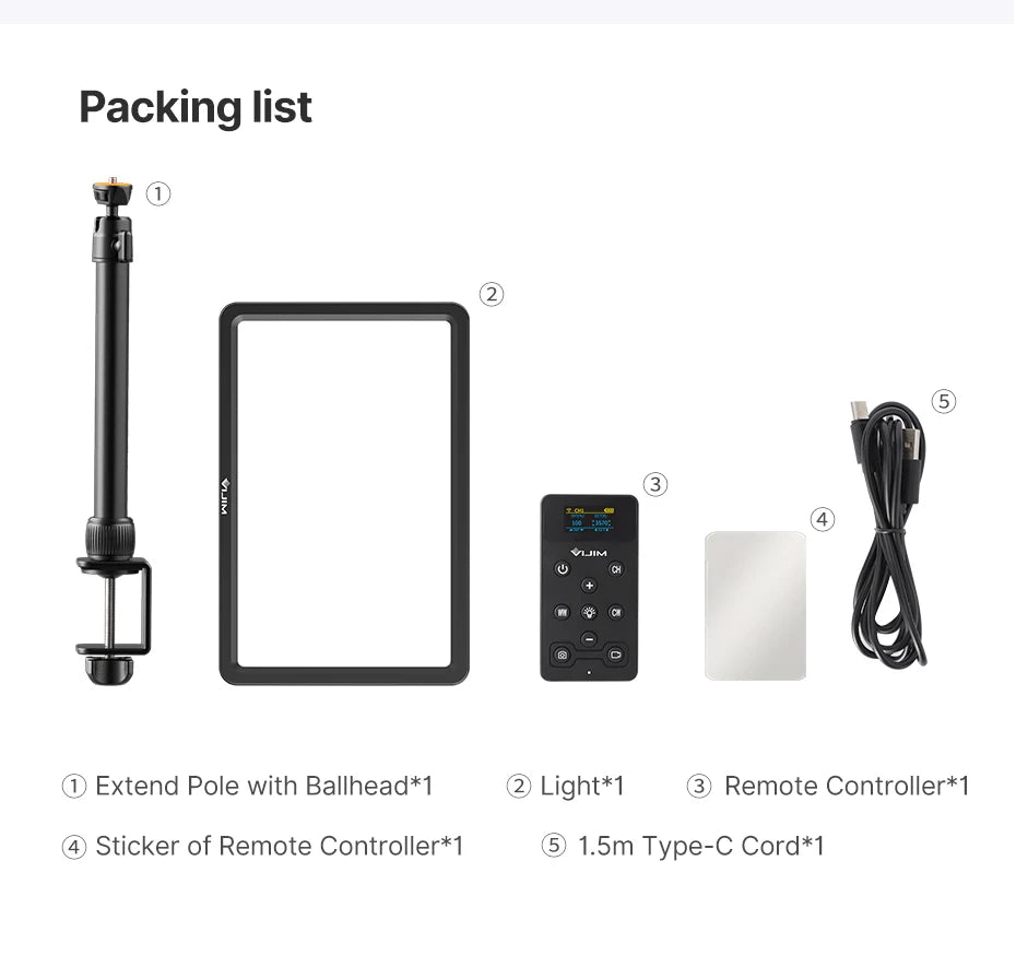 Ulanzi VIJIM K20 pro Desktop Led Panel Lights Photography Studio Lamp Fill light With Super Clamp Extend Stand for Live Stream