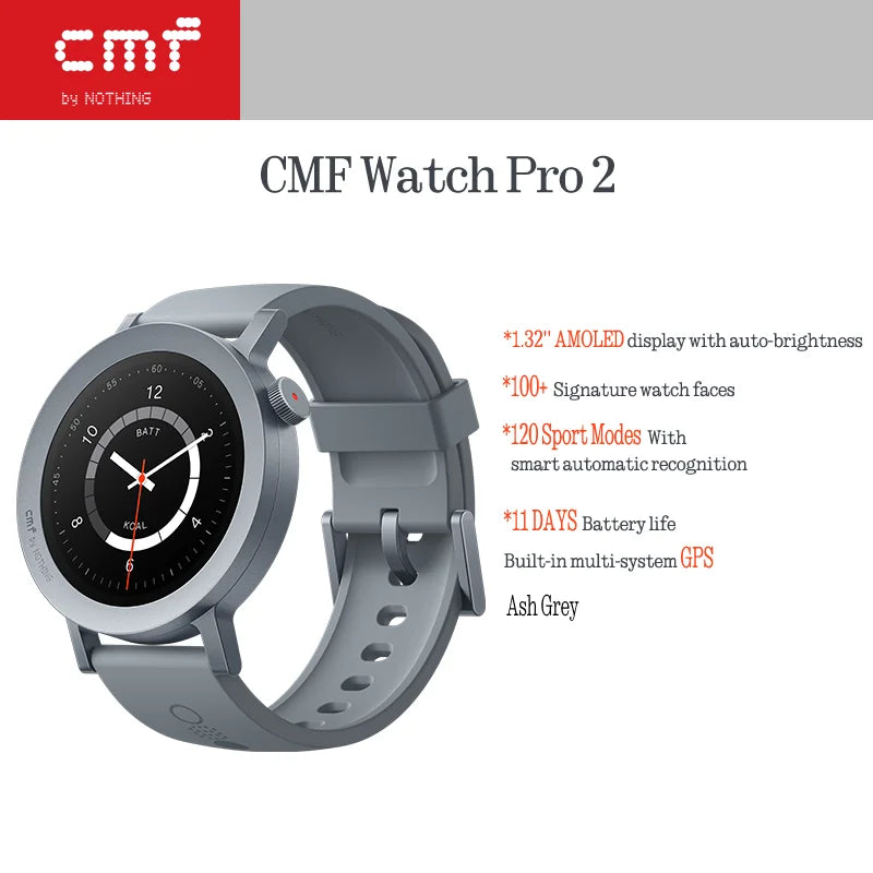CMF by Nothing Watch Pro 2 Smartwatch with 1.32’’ AMOLED Display, 11 Days Battery Life, Bluetooth Calls with AI Noise Reduction, GPS, Android iOS