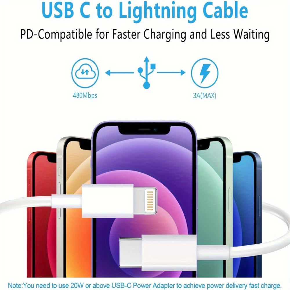 20W Charger With Phone Cable Mobile phone adapter For iPhone 13 12 11 14  iPad Pro USB C Type-C-Lightning