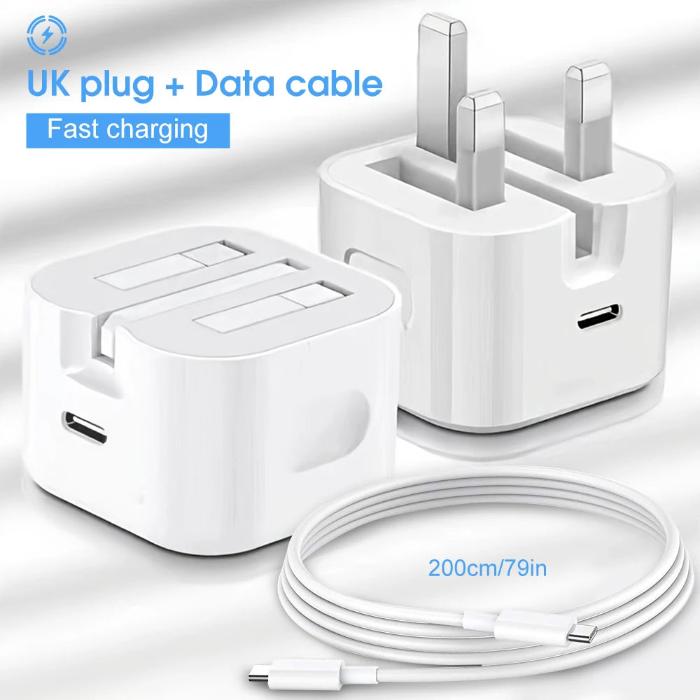 Charger With Phone Cable Mobile Phone Adapter 20W For iPhone 15 16 iPad 9 10 11 iPad Air 4 5 6 Type-C Interface