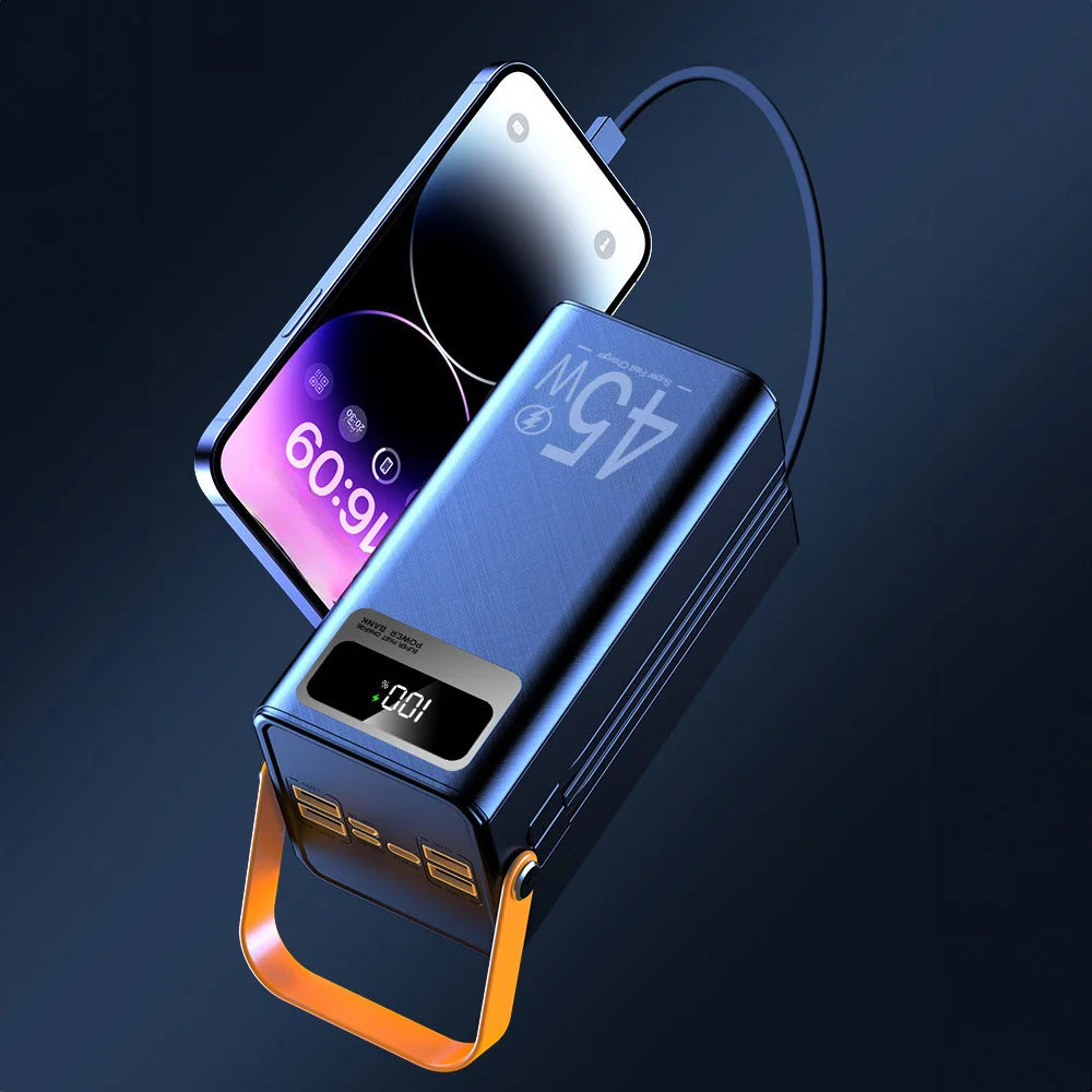 50000mAh Power Bank With Digital Display Outdoor Camping LED Light Portable Charger Fast Charging For Mobile Phone Laptop Tablet