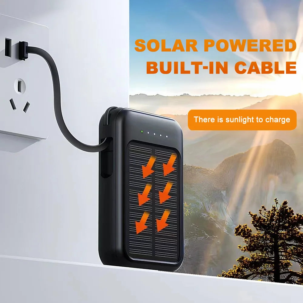 UK Stocked Solar Power Bank 20000mAh Portable Phone Charging Povew bank Outdoor External Battery Charger with LED Light for All Smartphones