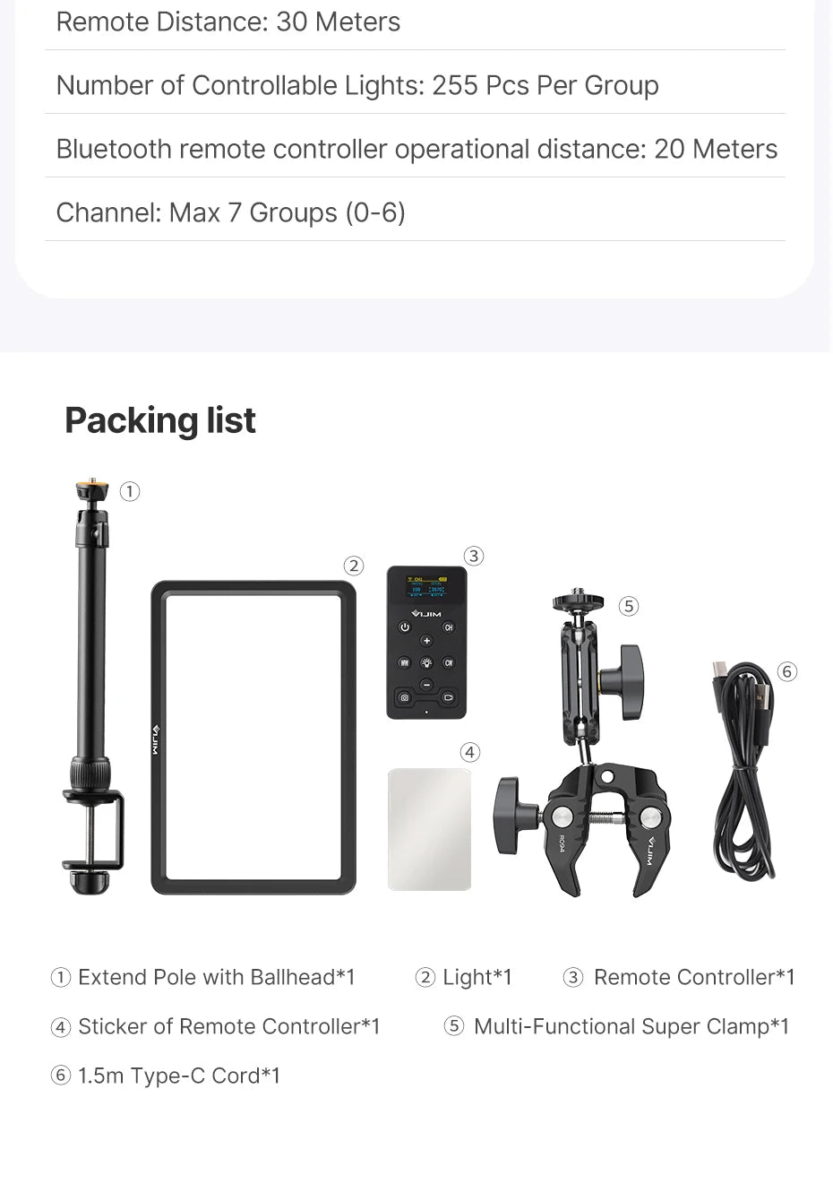 Ulanzi VIJIM K20 pro Desktop Led Panel Lights Photography Studio Lamp Fill light With Super Clamp Extend Stand for Live Stream
