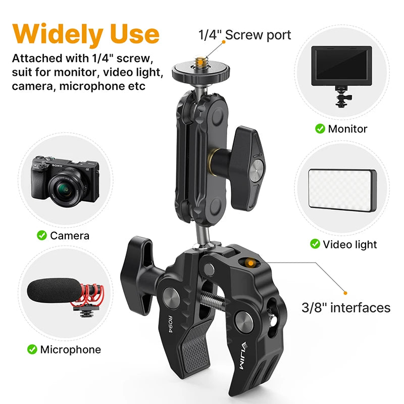 Ulanzi VIJIM K20 pro Desktop Led Panel Lights Photography Studio Lamp Fill light With Super Clamp Extend Stand for Live Stream