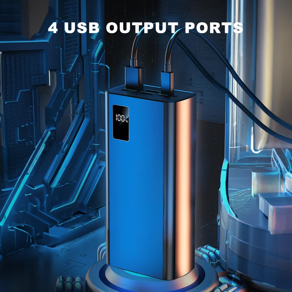 50000mAh Portable Power Bank Fast Charging Cell Phone Charger With 4 USB Output Ports External Battery For Mobile Phone Laptop