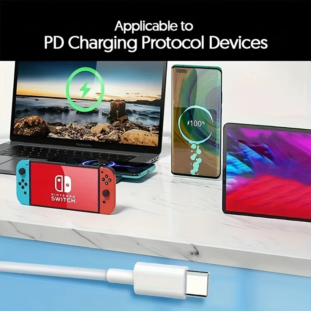 UK Plug Foldable 20W Mobile Phone Adapter With 2m Dual Type-C Mobile Phone Charging Cable