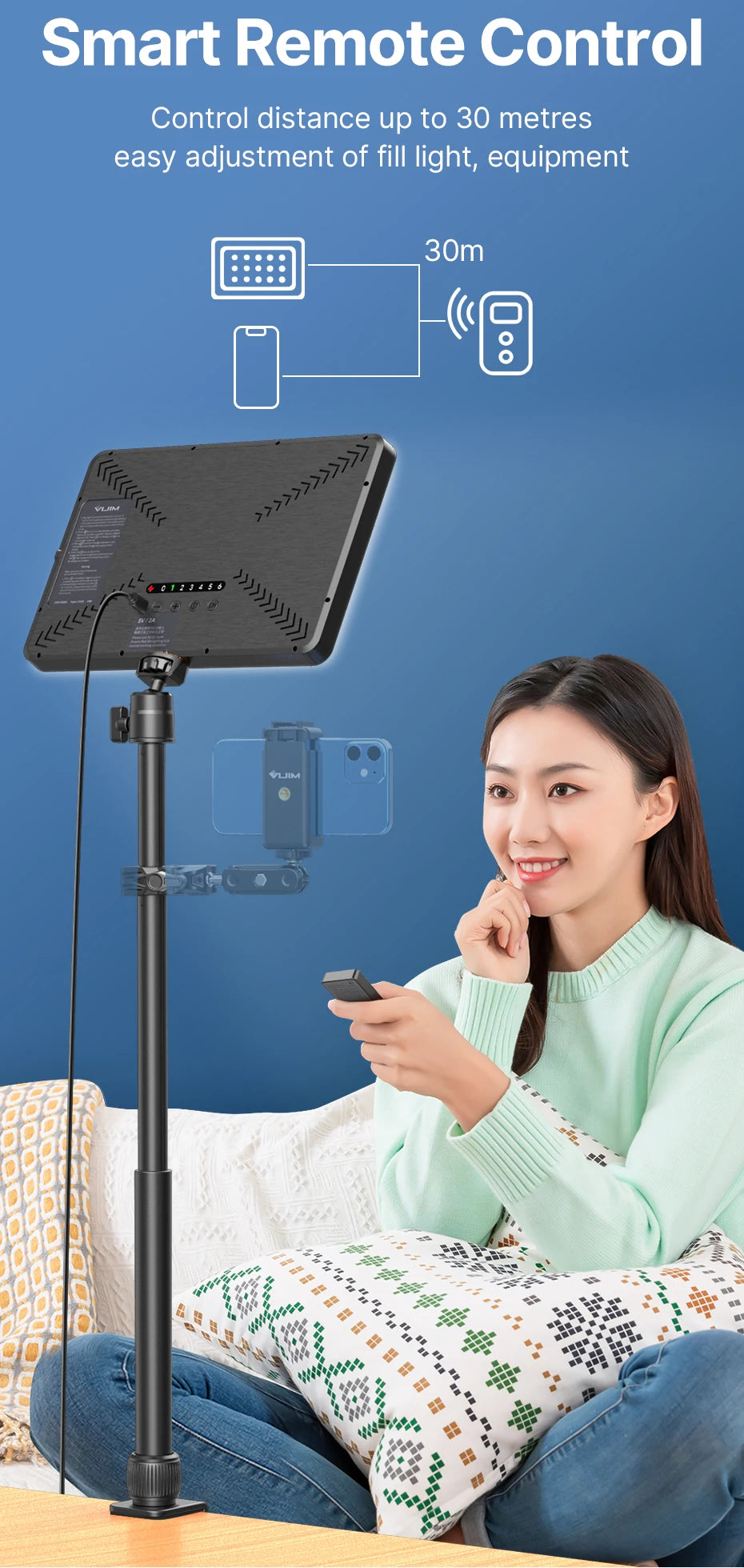 Ulanzi VIJIM K20 pro Desktop Led Panel Lights Photography Studio Lamp Fill light With Super Clamp Extend Stand for Live Stream
