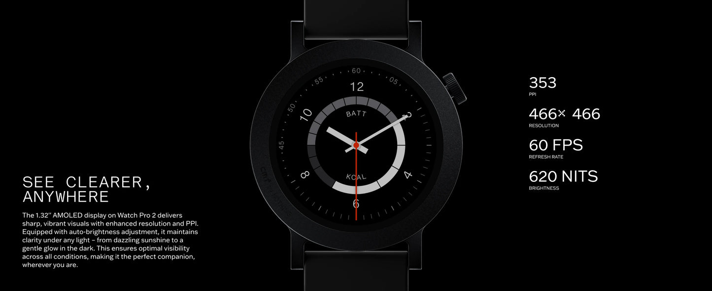 CMF by Nothing Watch Pro 2 Smartwatch mit 1,32 Zoll AMOLED Display, 11 Tagen Akkulaufzeit, Bluetooth-Anrufen mit AI-Geräuschunterdrückung, GPS, Android iOS